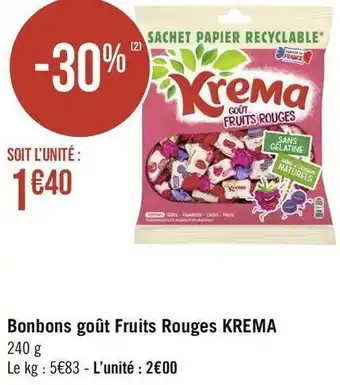 Krema bonbons goût fruits rouges