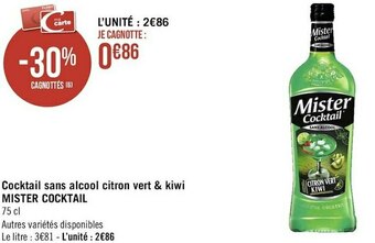 Géant Casino Mister cocktail cocktail sans alcool citron vert & kiwi offre
