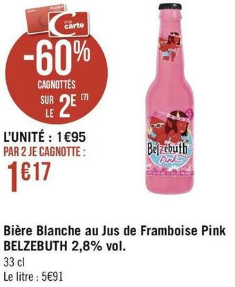 Belzebuth bière blanche au jus de framboise pink 2,8% vol.