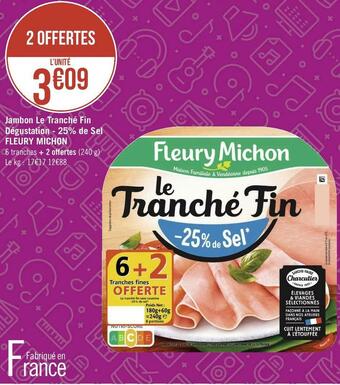 Fleury michon jambon le tranché fin dégustation - 25% de sel