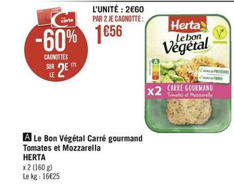 Herta le bon végétal carré gourmand tomates et mozzarella