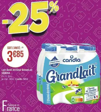 Géant Casino Candia lait demi-écrémé grandlait offre