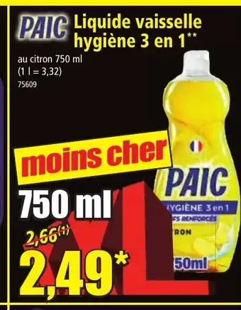 Norma PAIC Liquide vaisselle hygiène 3 en 1 offre