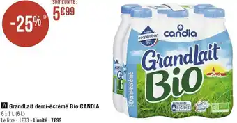 Géant Casino Candia grandlait demi-écrémé bio offre