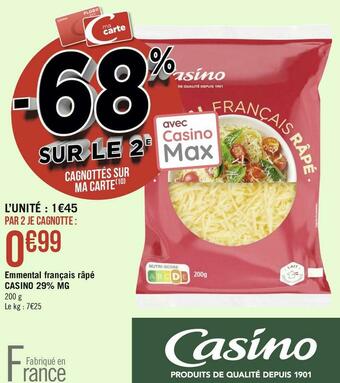 Casino emmental français râpé 29% mg