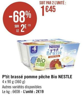 Nestle p’tit brassé pomme pêche bio