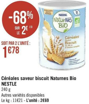 Nestle céréales saveur biscuit naturnes bio