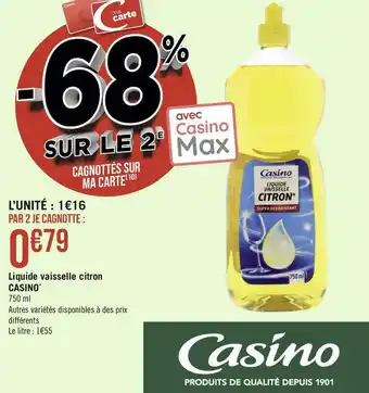 Géant Casino Casino liquide vaisselle citron* offre