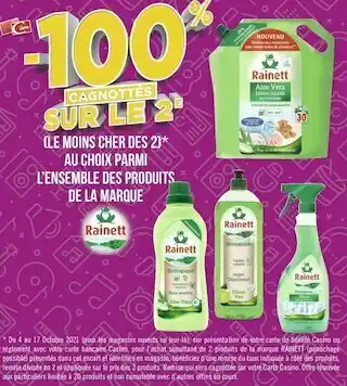 Géant Casino Bon plan sur l’ensemble des produits de la marque rainett offre