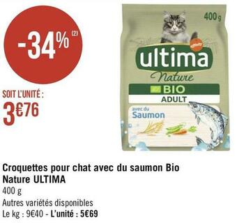 Ultima croquettes pour chat avec du saumon bio nature