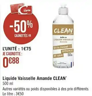 Clean liquide vaisselle amande*