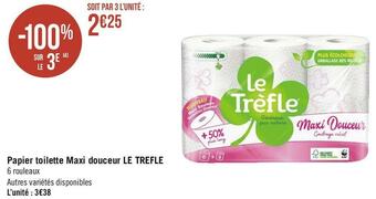 Géant Casino Le trefle papier toilette maxi douceur offre