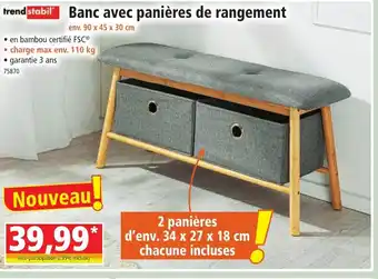 Norma Banc avec panières de rangement offre