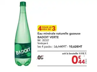 METRO Eau minérale naturelle gazeuse BADOIT VERTE offre