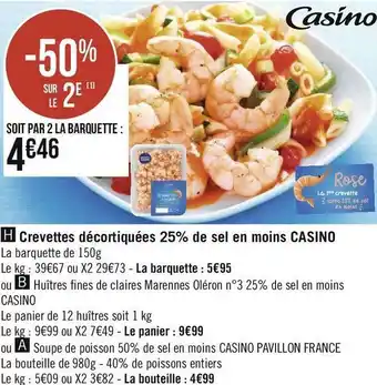 Casino crevettes décortiquées 25% de sel en moins