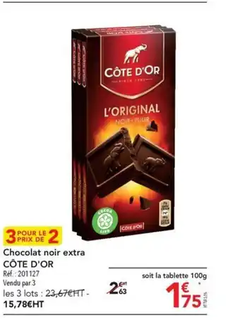 METRO Chocolat noir extra CÔTE D'OR offre