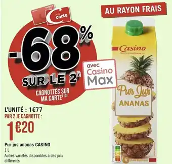 Géant Casino Casino pur jus ananas offre