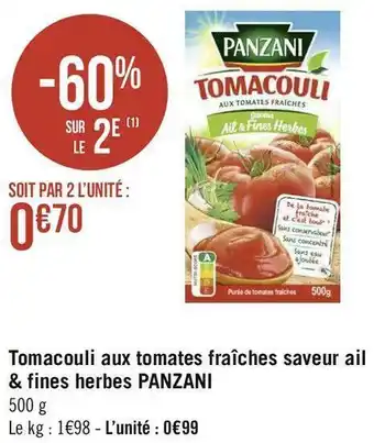 Panzani tomacouli aux tomates fraîches saveur ail & fines herbes