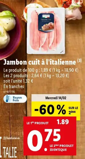 Lidl Jambon cuit à l'italienne (3) offre
