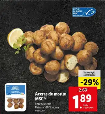 Lidl Accras de morue MSC (2) offre