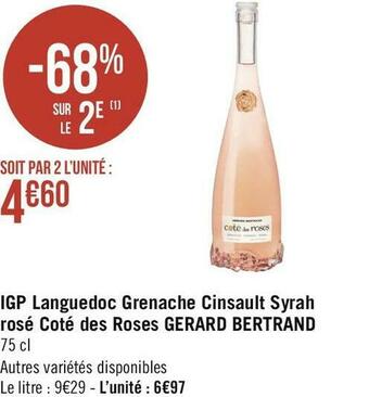 Gérard bertrand igp languedoc grenache cinsault syrah rosé coté des roses