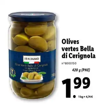 Lidl Olives vertes Bella di Cerignola offre