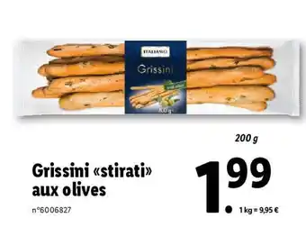 Lidl Grissini «stirati>> aux olives offre