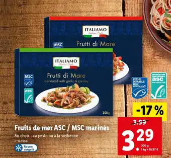 Lidl Fruits de mer ASC / MSC marinés offre