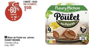 Fleury michon blanc de poulet aux poivres