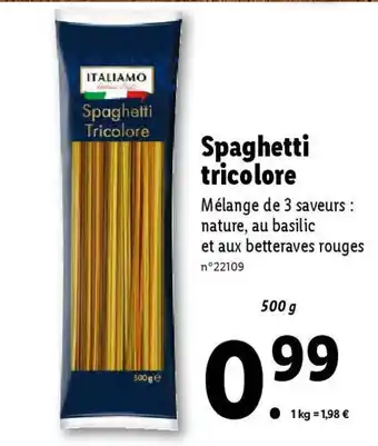 Lidl Spaghetti tricolore offre
