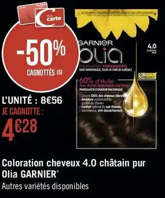 Géant Casino Garnier coloration cheveux 4.0 châtain pur * offre
