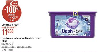 Lenor / dash lessive capsules envolée d’air*