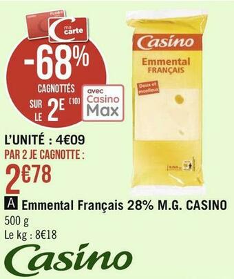Casino emmental français 28% m.g.