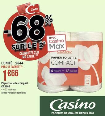 Géant Casino Casino papier toilette compact offre