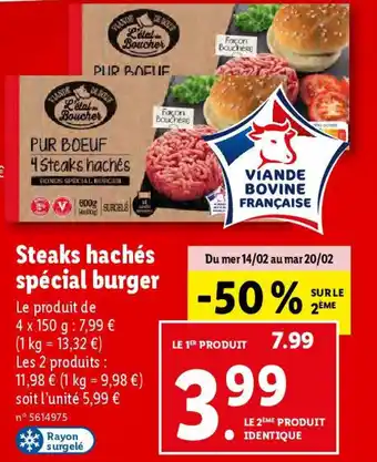 Lidl Steaks hachés spécial burger offre
