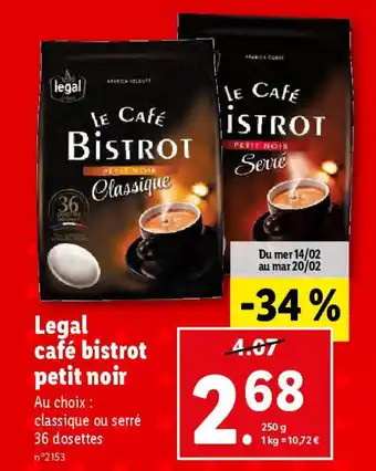 Lidl Legal café bistrot petit noir offre