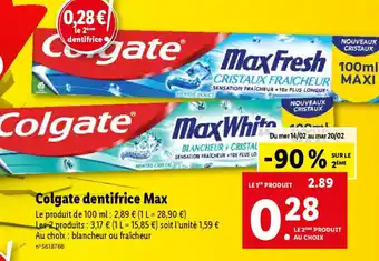 Lidl Colgate dentifrice Max offre