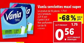 Lidl Vania serviettes maxi super offre