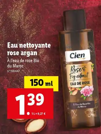 Lidl Eau nettoyante rose argan offre