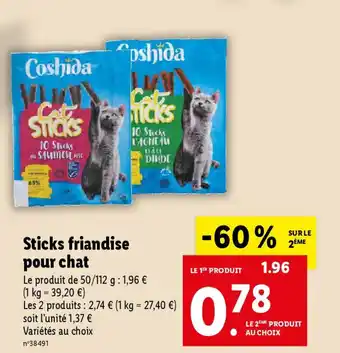 Lidl Sticks friandise pour chat offre