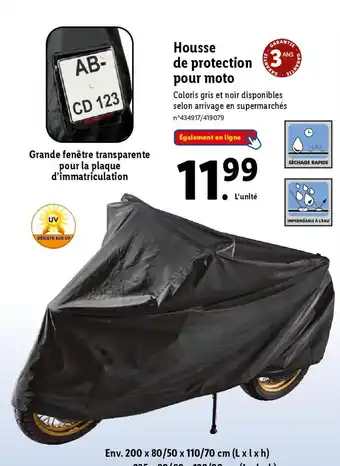 Lidl Housse de protection pour moto offre