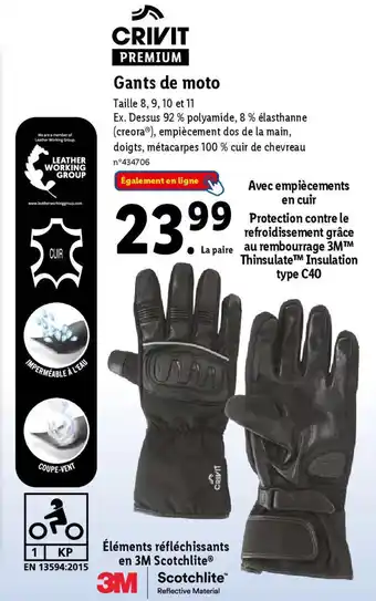 Lidl Gants de moto offre