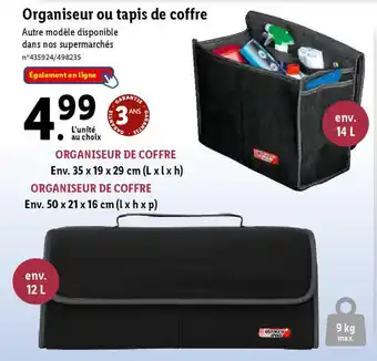 Lidl Organiseur ou tapis de coffre offre