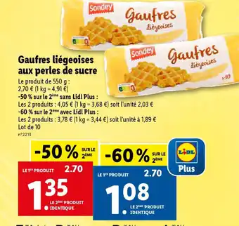 Lidl Gaufres liégeoises aux perles de sucre offre