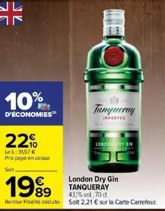 Carrefour London Dry Gin TANQUERAY offre