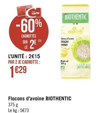Biothentic flocons d’avoine