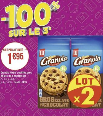 Géant Casino Lu granola extra cookies gros éclats de chocolat offre