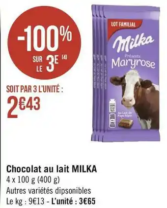 Milka chocolat au lait