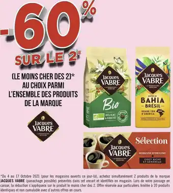 Géant Casino Jacques vabre bon plan sur l’ensemble des produits de la marque jacques vabre offre
