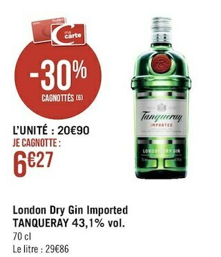 Tanqueray london dry gin imported 43,1% vol.